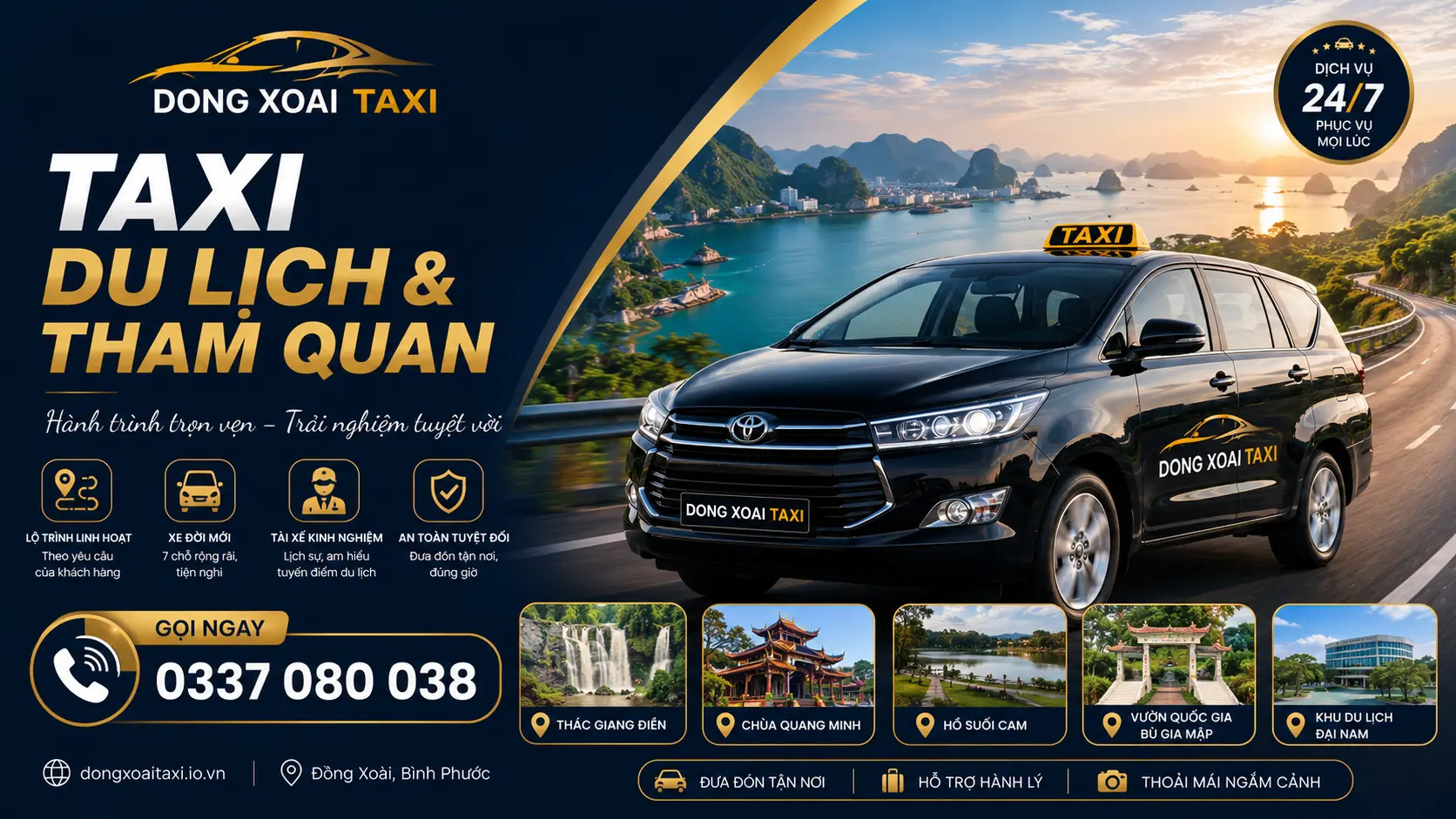 Taxi du lịch Đồng Xoài trọn gói đi tham quan dã ngoại