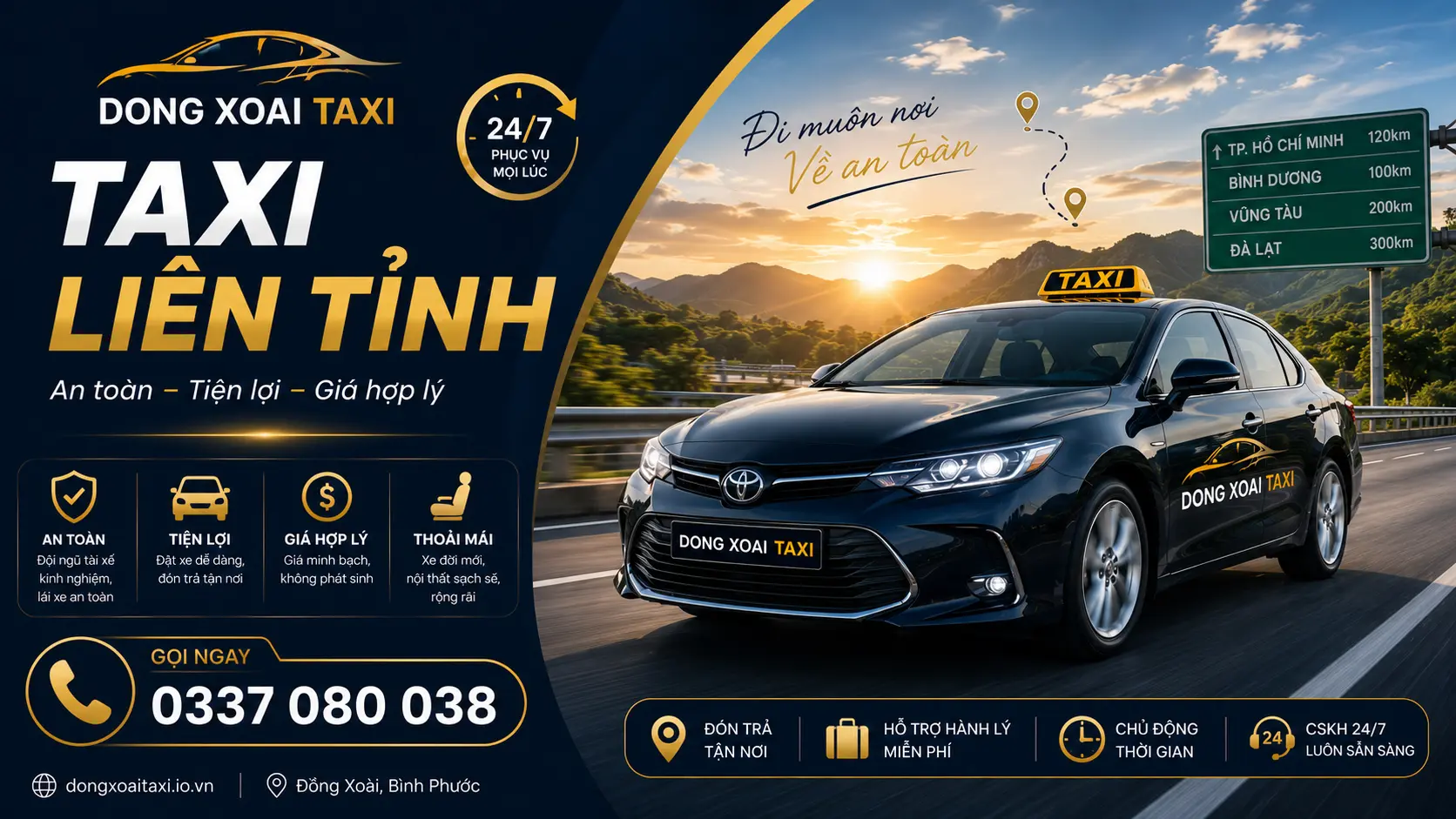 Taxi liên tỉnh Đồng Xoài đi TP.HCM Bình Dương Đồng Nai giá rẻ