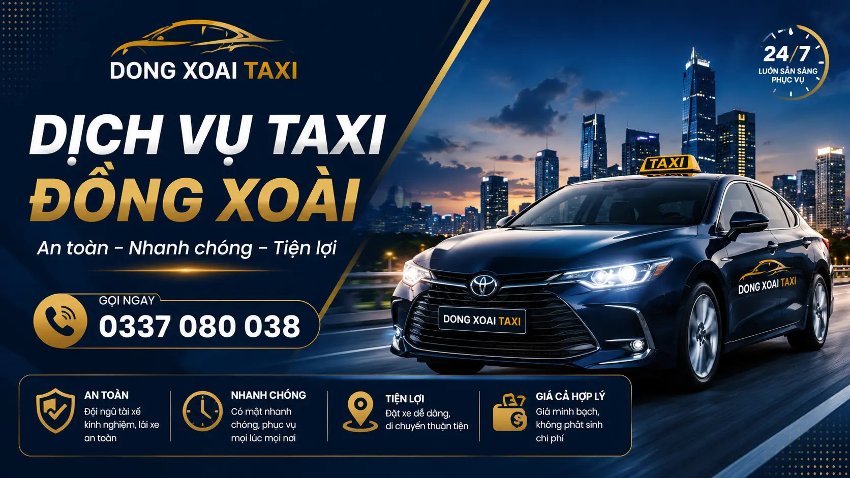 Taxi Đồng Xoài phục vụ khách hàng 24/7